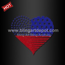 Love Heart 4th of July Heat Transfers Glitter